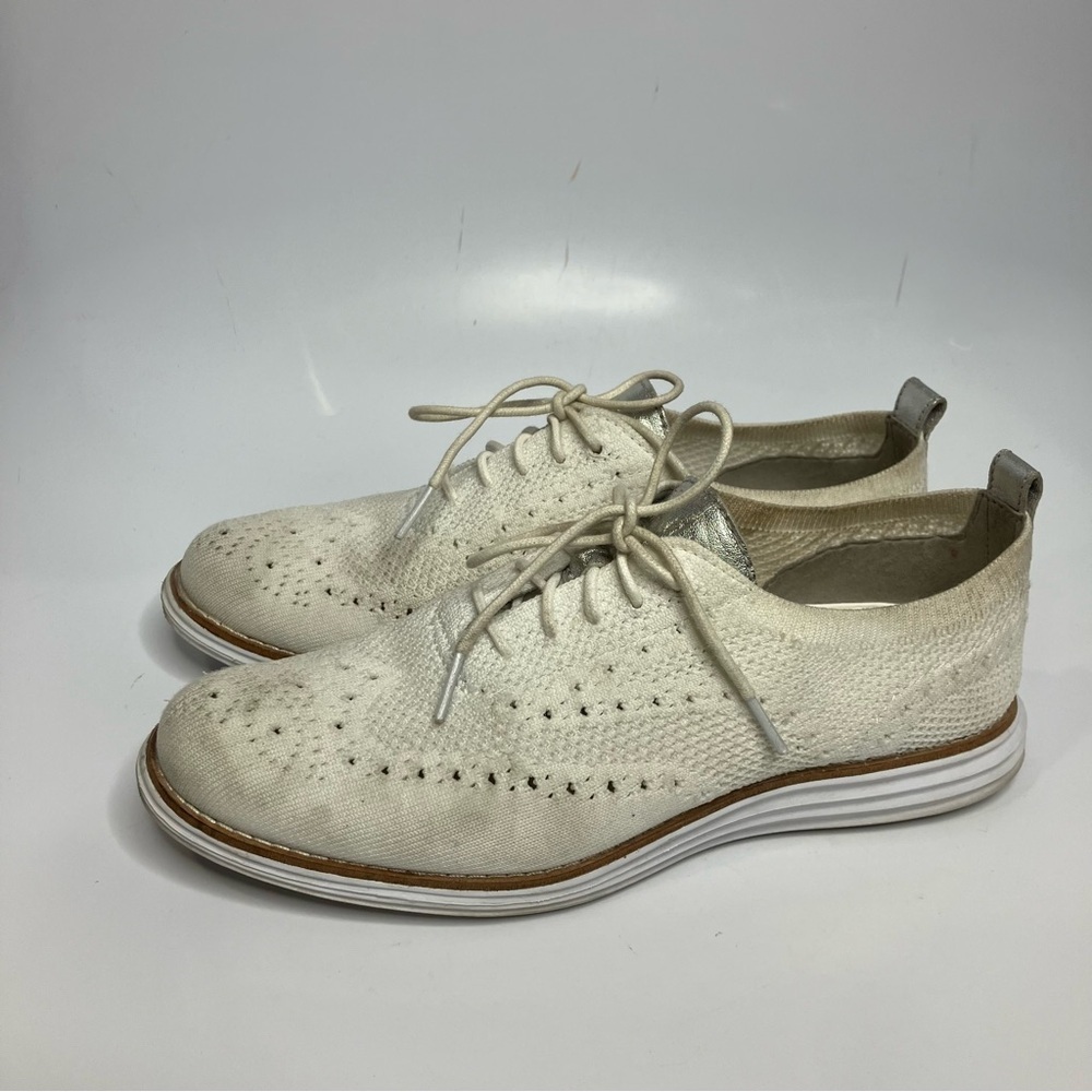 Cole Haan zerogrand white knit Oxford shoes size 8